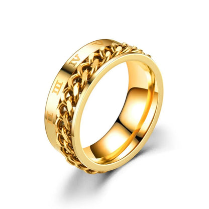 Spinning Anxiety Rings Free Shipping Items For Men Titanium Steel Rotatable Chain Fidget Joint Ring Jewelry Anillos De Hombres