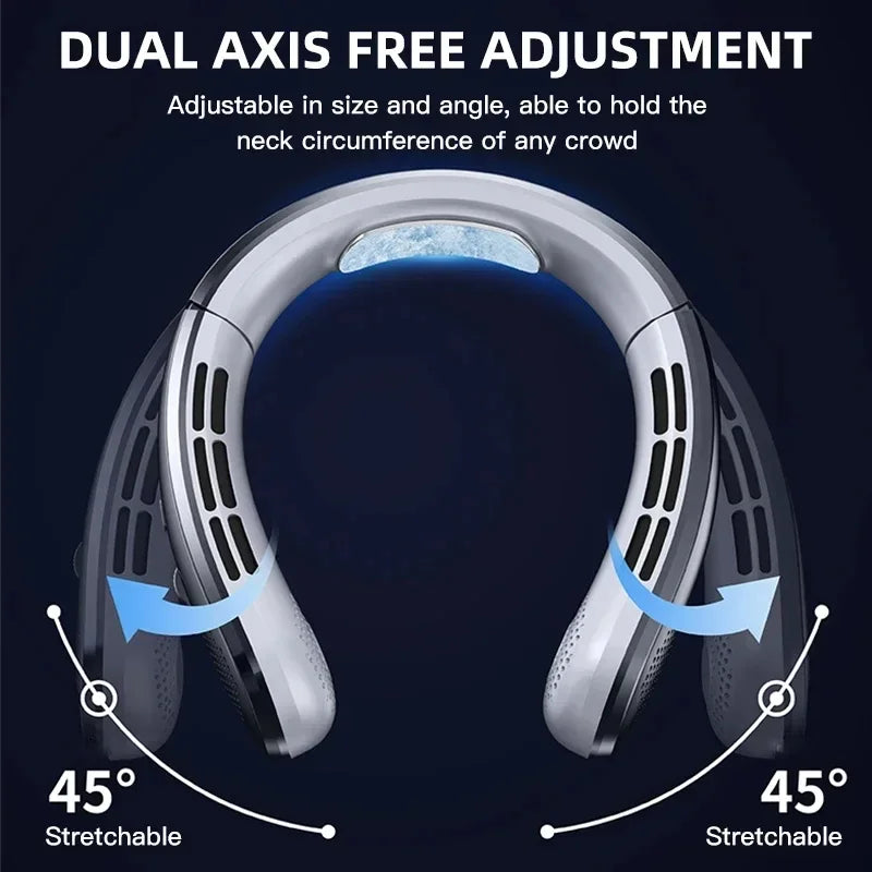 8000mAh USB Hanging Neck Fan Portable, Bladeless,  Mini Rechargeable Mute LED Digital Display, Electric Air Cooler.  Low stock on 1 blue style.  Others have good numbers in stock