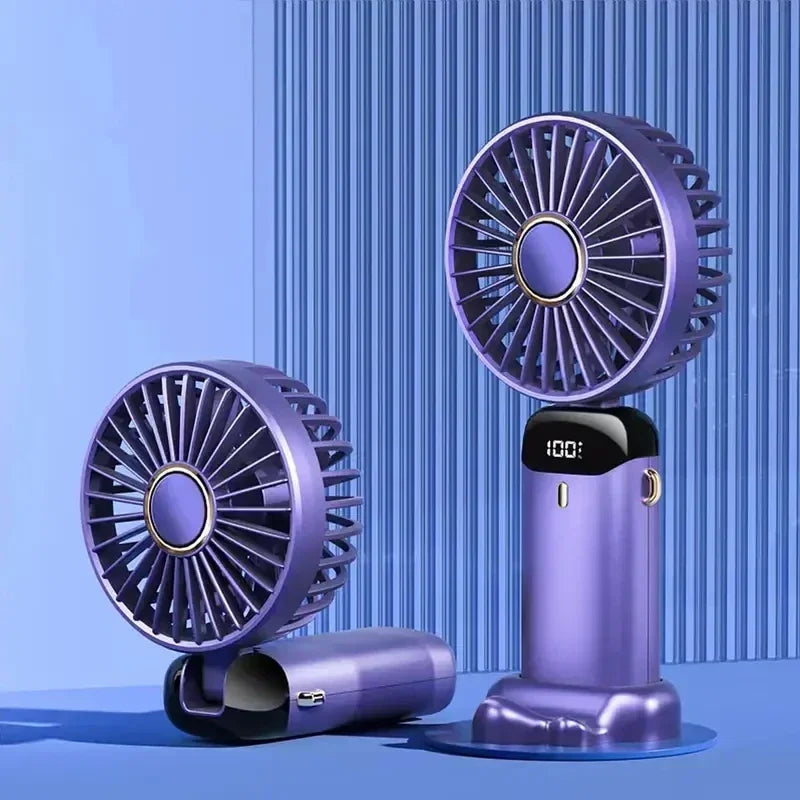 Portable Handheld Personal Rechargeable Fan with  LED Digital Display.  90°Adjustable, 5 Speed Wind Mini Aromatherapy