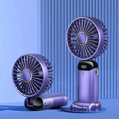 Portable Handheld Personal Rechargeable Fan with  LED Digital Display.  90°Adjustable, 5 Speed Wind Mini Aromatherapy