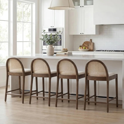Modern Linen Counter Stools,  Set of 4, 26 Inch Seat Height,  Counter Height Barstools Upholstered.   Bar Stools with Oval, Customized