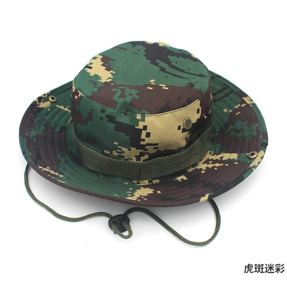 Camouflage or solid Tactical Cap, Bucket Hat/ Caps also in  Camo for adults or older teens.   Outdoor Protection in the sun.