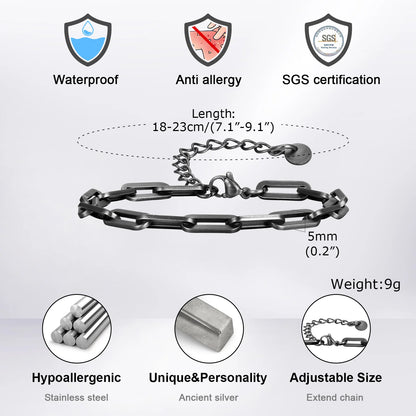 Vintage Chain Bracelets for Men, Boys. Byzantine Stainless Steel Braided Link Wristband,Retro Jewelry for any occasion but PERFECT FATHERS DAY Gift