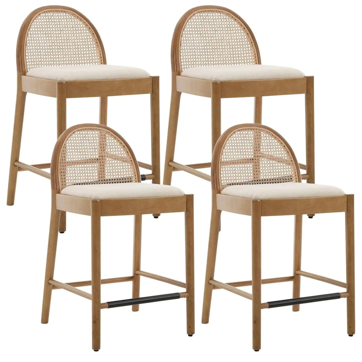 Modern Linen Counter Stools,  Set of 4, 26 Inch Seat Height,  Counter Height Barstools Upholstered.   Bar Stools with Oval, Customized
