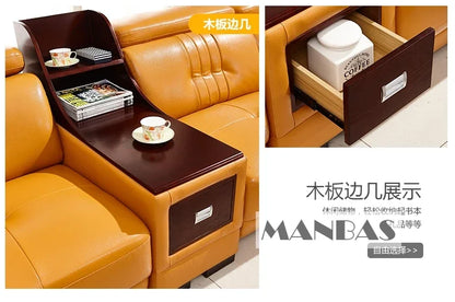 Premium Italian Genuine Leather Sofa Set.  Big Sectional Couch for Living Room,  With Adjustable Headrest