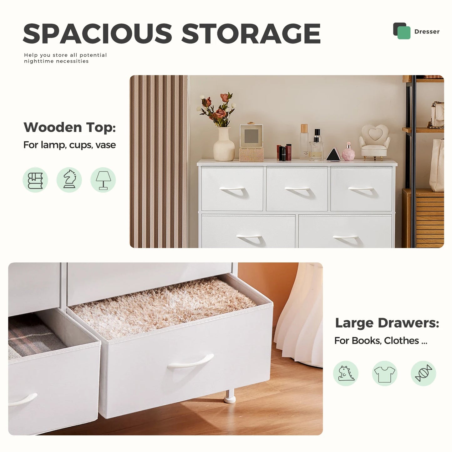 Wardrobes For Bedroom With 5/7/10 White Lover Fabric Drawers, Chest Wardrobe Closet For Storage Cabinet, Bedroom  Furniture