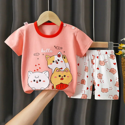 2-6 Years Baby Girls/Boys Summer Set with Short-sleeved Tees,  Cotton shorts in contrasting fabric and pattern and many, many styles to choose from.  Cant have JUST ONE!