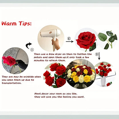 12pcs Realistic Artificial Rose Bouquet for Valentines Day, Weddings, Birthdays, and More  for Floral Arrangements