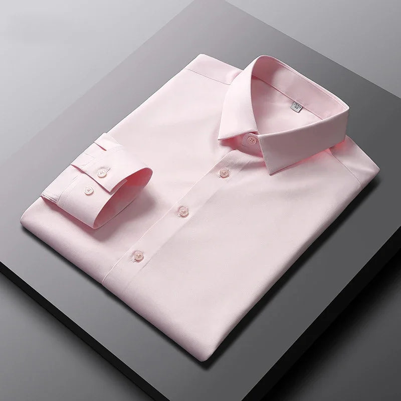 Men's Casual and Fashionable Long Sleeved Solid Shirt  in colors.  Non- Ironing and Wrinkle -Resistant for  Business