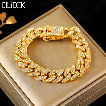 316L Stainless Steel Gold Color Cuban Chain Bracelet For Women /Men/Couples.  Trendy  Waterproof Wrist Chain Jewelry Gift