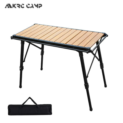 Camping Table Foldable Portable IGT Outdoor.  Table with Adjustable Height and Aluminum Alloy For Outdoor Barbecue Picnic Fishing. table in Black or Wood.  Grill Sold Separately.