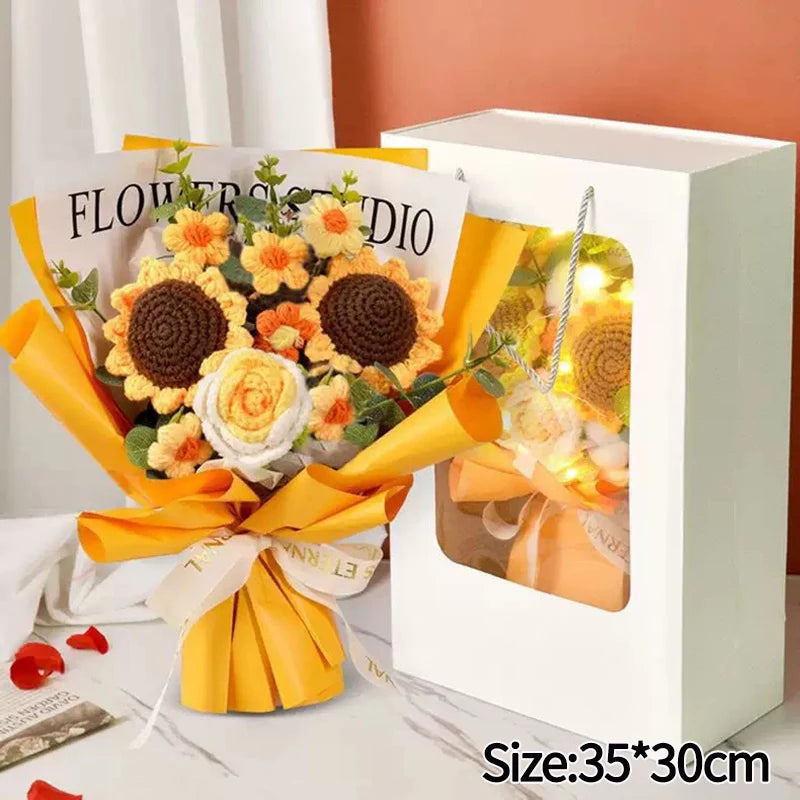 Crocheted Flower Bouquet,  Knitted Flowers, Artificial Flowers,  Graduation Bouquet Party Supplies MOTHERS DAY Gift Wedding Gifts