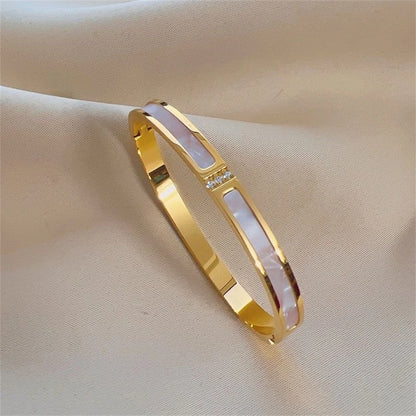 5/1pcs Sparkling Zirconia Inlaid Stainless Steel Bracelet Set for Women,  Stackable Bangles Fashion Non Fading Jewelry Gift.  Perfect for Mothers Day!