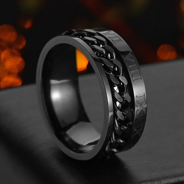 Cool Stainless Steel Rotatable  MENS/WOMENS Ring . High Quality Spinner Chain Punk Jewelry Style