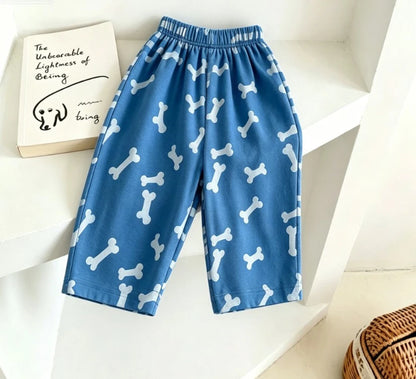 All Over Print Wide Leg Pants for  Kids, 4-6 Yrs.   Soft Cotton Casual Trousers For Toddler Boys And Girls Summer / Autumn Clothing