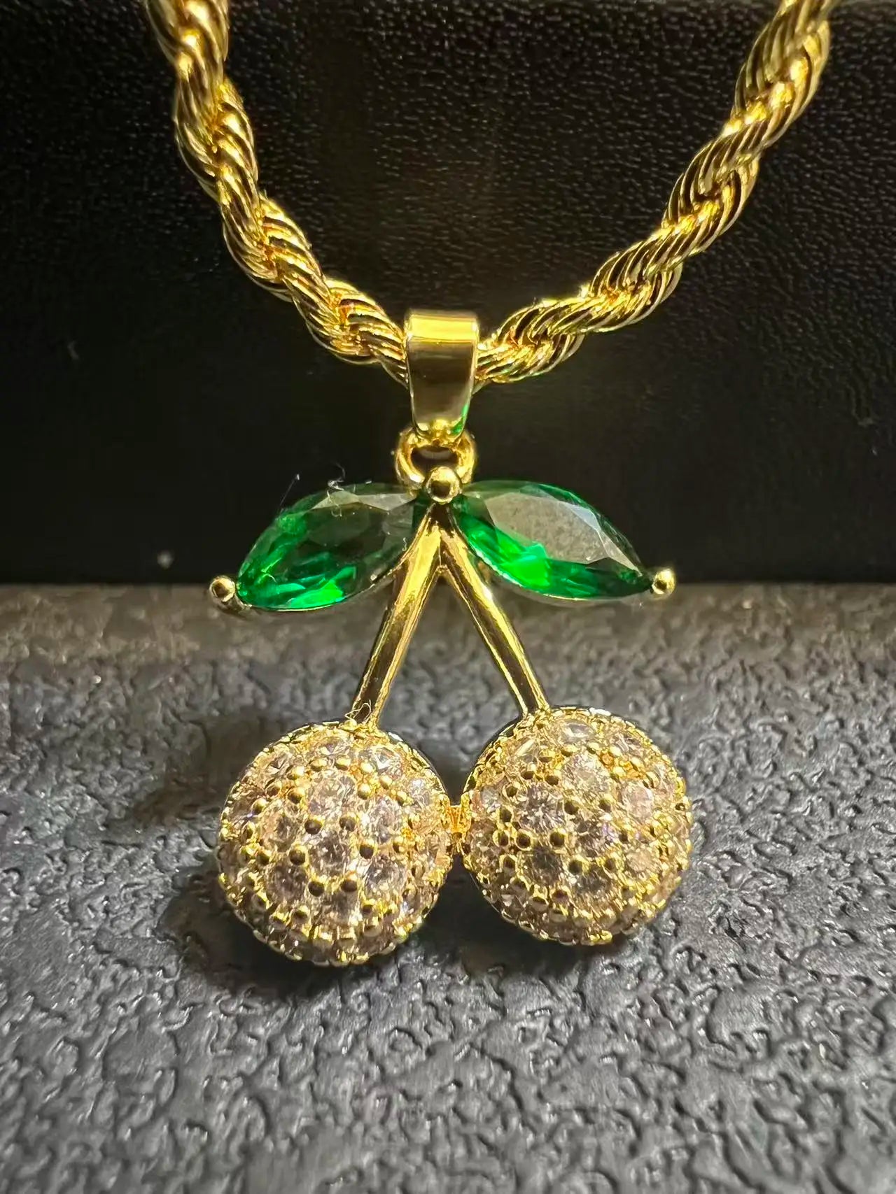 18K Gold Filled Rope Chain Necklace Nugget Heart Pendant