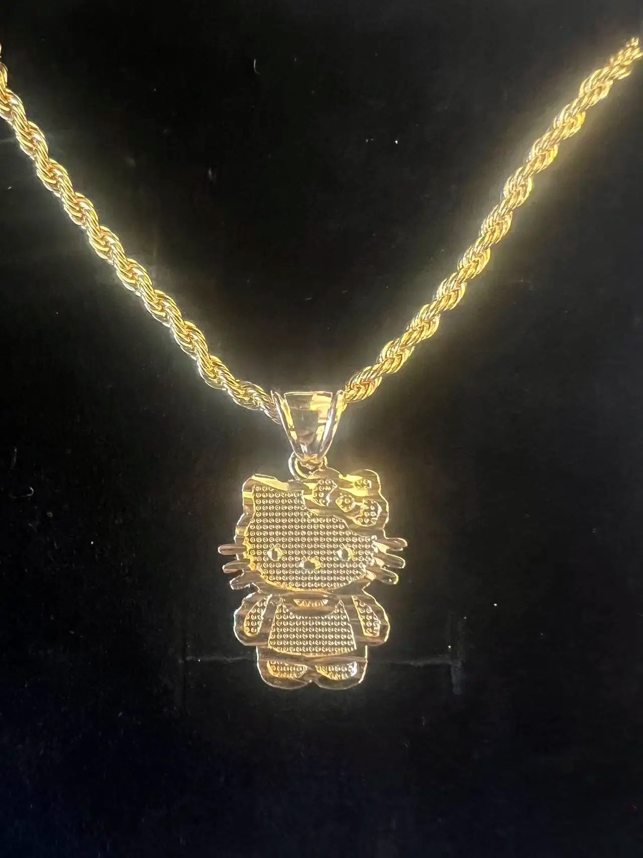 18K Gold Filled Rope Chain Necklace Nugget Heart Pendant