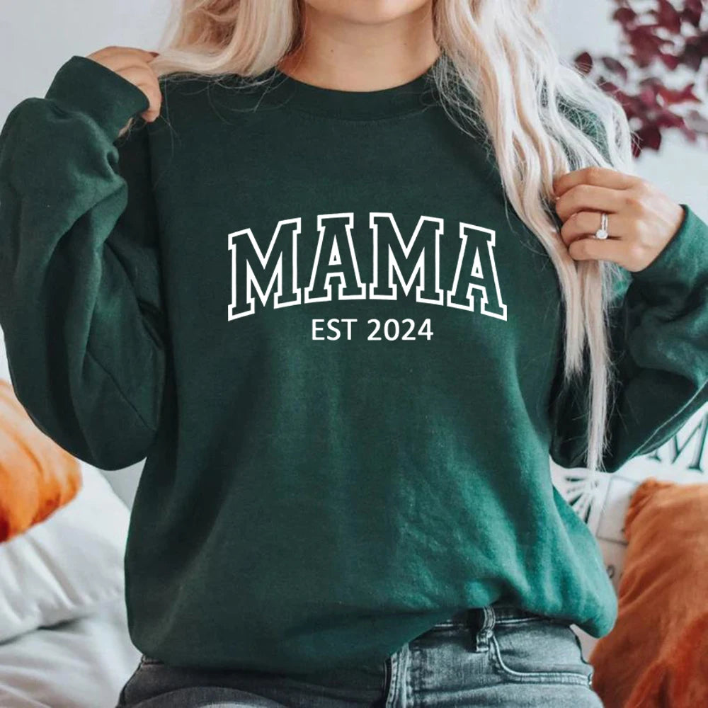 Mama Sweatshirt  for Mothers Day Gift . Womens Long Sleeve Crewneck Sweatshirt.  Personalized Hoodie for  Mom Gift.