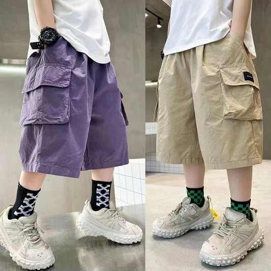 3-14 Years New Fashion Summer Boys Shorts,  Cotton , Big Pockets,  Half Trousers For Kids, Outdoor Sport Pants