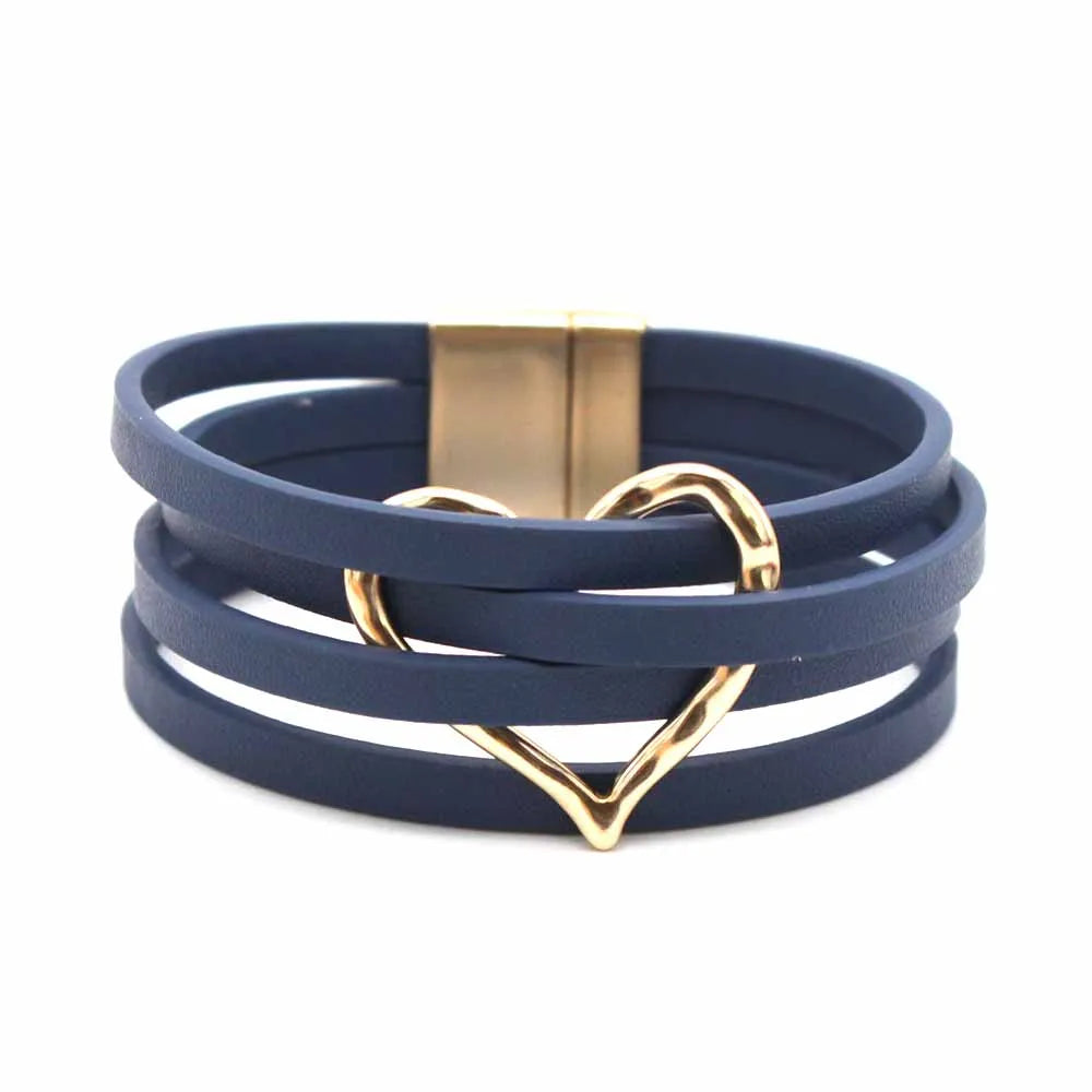 Leather Bracelets For Women, Fashion Bracelets & Bangles , Elegant Multilayer Wide Wrap Bracelet. Jewelry Gift.  All Colors Available except Lt. GRAY and AQUA