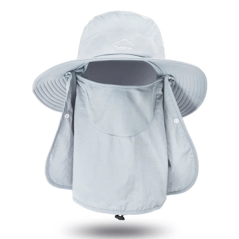 Fisherman's hat, sun hat, summer outdoor quick drying sun hat, fishing breathable sun hat,  face mask hat.  Ample SKY BLUE.  Black and Dark Gray have some Availabilty,  IF you HURRY!!!