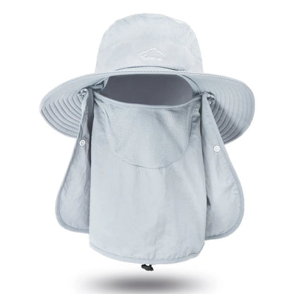 Fisherman's hat, sun hat, summer outdoor quick drying sun hat, fishing breathable sun hat,  face mask hat.  Ample SKY BLUE.  Black and Dark Gray have some Availabilty,  IF you HURRY!!!