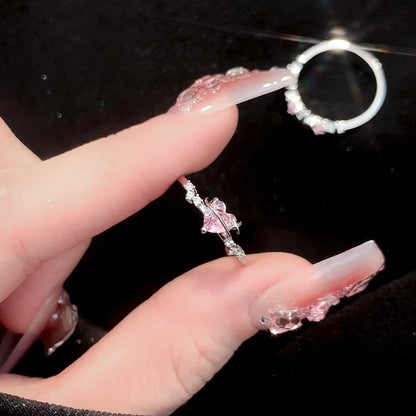 Newly  Arrived Romantic,  Lovely Pink Bowknot Design  for Females.  Exquisite Jewelry Ring with Micro Bow Tie,  'Zircon' for Party and Dating