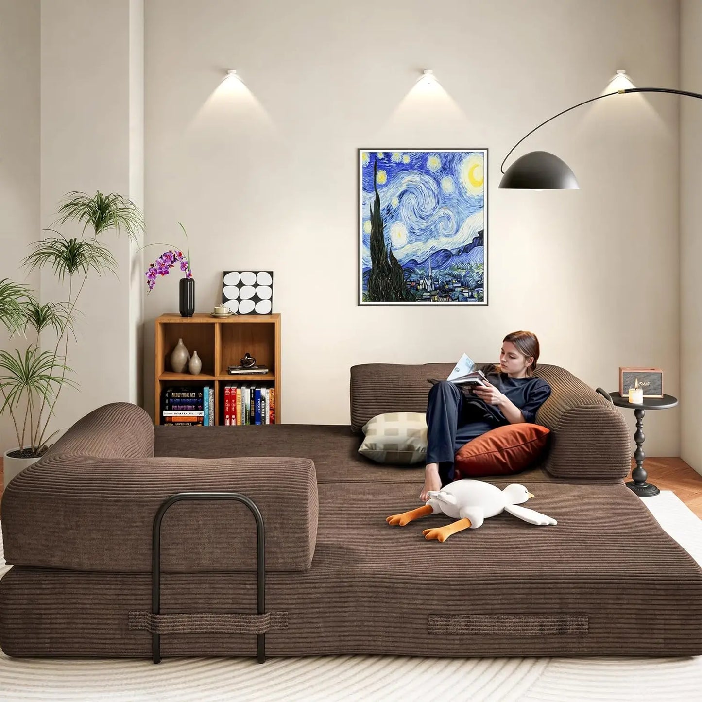 79" Convertible Sofa Bed, Boneless Corduroy Sleeper,  Foldable Modular Couch, Memory Foam Compressed Sofa in A Box, Customized