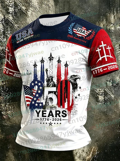 America 250th Anniversary 3D Print Mens TShirt USA Flag 1776–2026 Patriotic American Independence Day Apparel  and any other Patriotic Holiday, or everday just because.