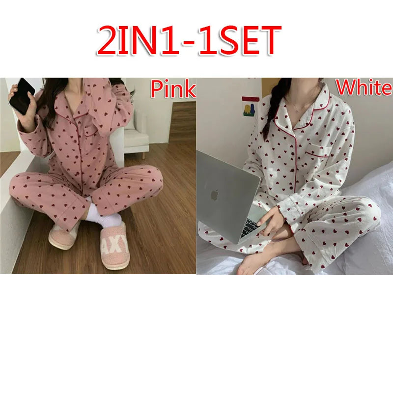 Large Size Sexy Nightwear  FOR Women.   Sleepwear FOR Autumn and Winter, Cardigan Home Wear Peach Heart Long Sleeves.