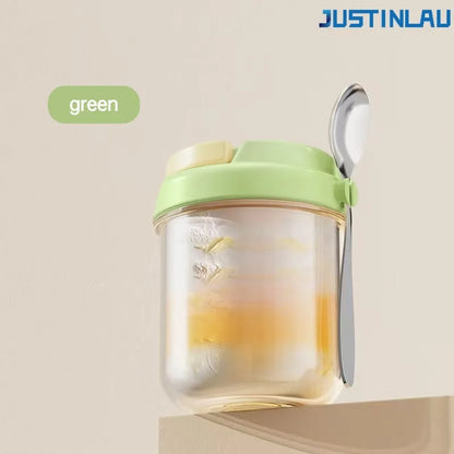 8.5 cm or 12.5 cm, Portable Salad Cup with Stainless Steel Spoon, Thick Glass Breakfast Cup Sealed for Students Breakfast