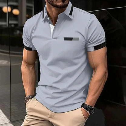 Men's Fitness, Casual Sports T-shirt for Gym,  Running,  Sports. Elastic,  Short-sleeved Polo Shirt, collar, Men's Slim Fit T-shirt