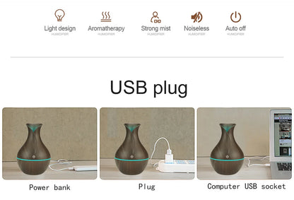 200ml Air Humidifier, Essential Oil Diffuser, USB with Colorful Light for home, office, or car