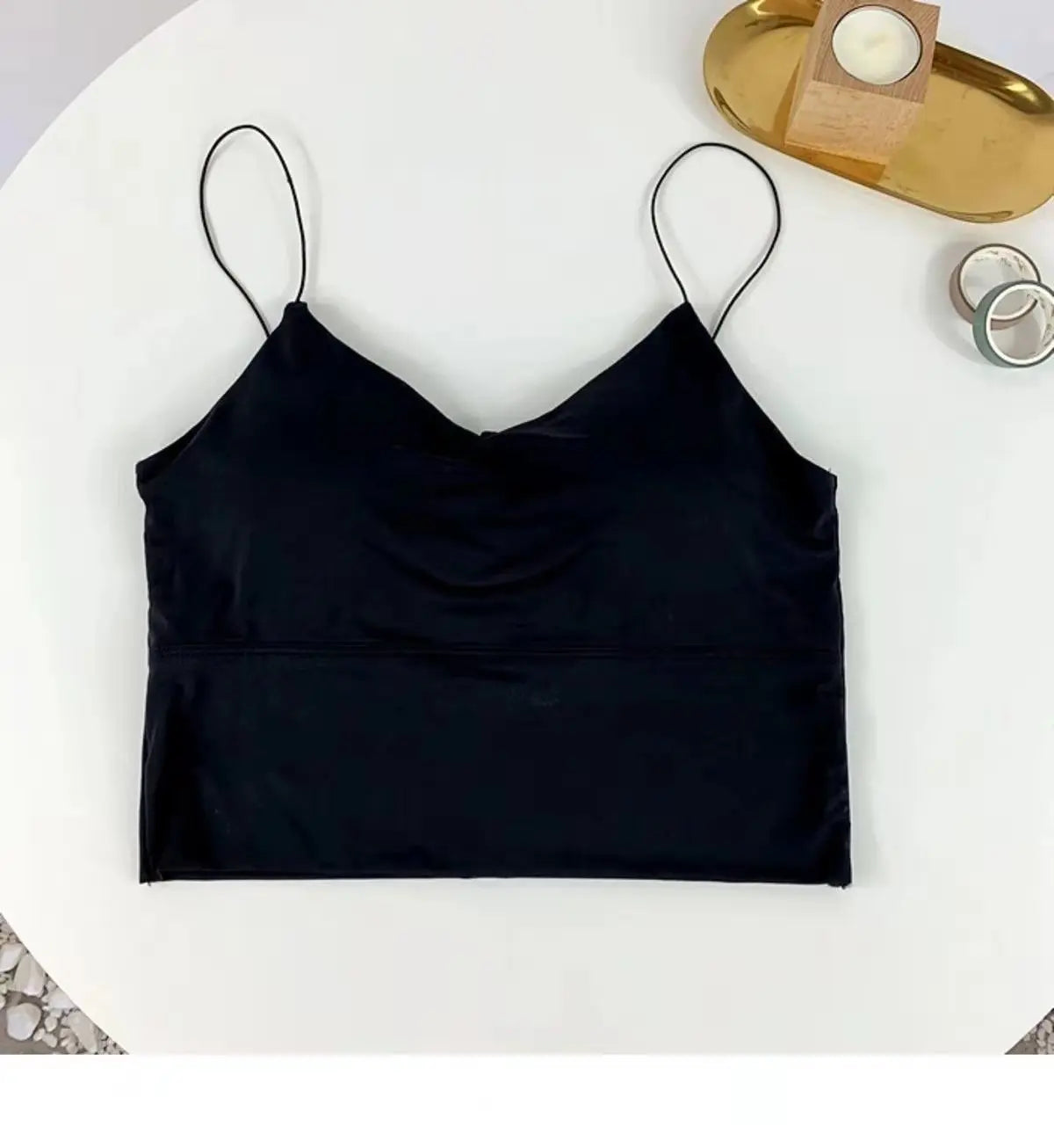1pc Women Sexy Solid Color Camisole Ice Silk Tube Seamless Sports Tank Top Wireless Underwear Padded Bra Bralette Vest. SKY BLUE is available, one size with slight STRETCH.