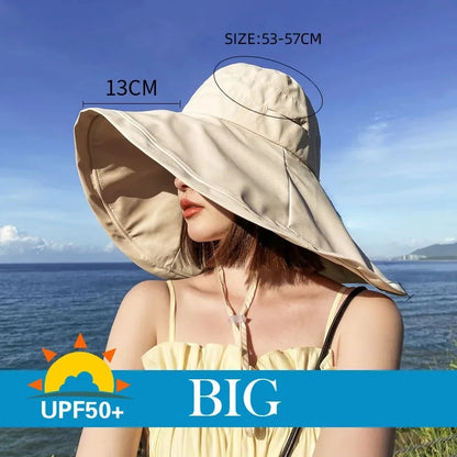 Wide Brim UPF 50+ Sun Hat  for Women.  Anti-UV Protection for any outdoor activity. Folding Summer Beach Hat.  Double Sided.   There a few left in BLACK or KAHKI.