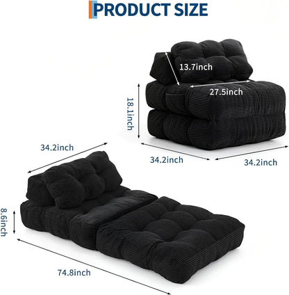 3-in-1,  34" Folding Sofa Bed with Pillow.  Boneless Matress with Back Support  and Comfy Portable Convertible Sleeper Chair.
