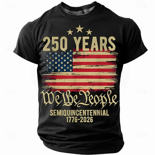America 250th Birthday Eagle Flag 250 Years 1776-2026,  PRINTED Unisex Men's  and Womens T-Shirt, Casual  Vintage -style Clothing