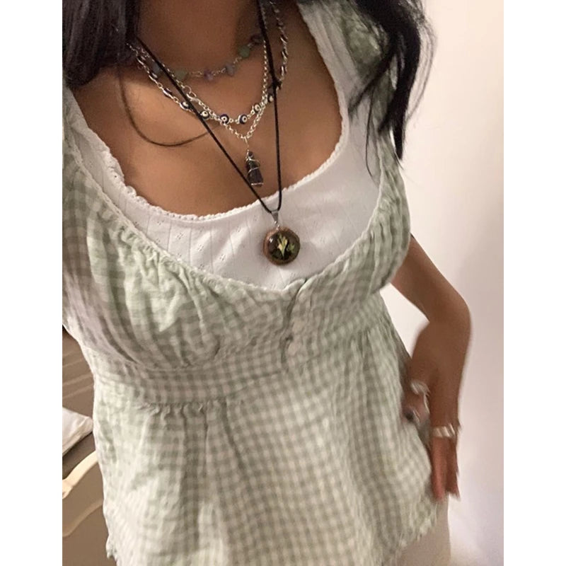 Ruffle Top Buttons Womens Crop Tops, Cute, Short Sleeve Tshirt