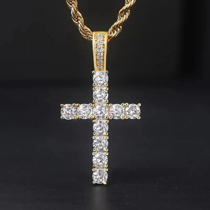 60Cm Twisted Chain Long Necklace for Women/Mens  Fashion Luxury Cubic Zirconia Cross.   Pendant Necklace Gift.
