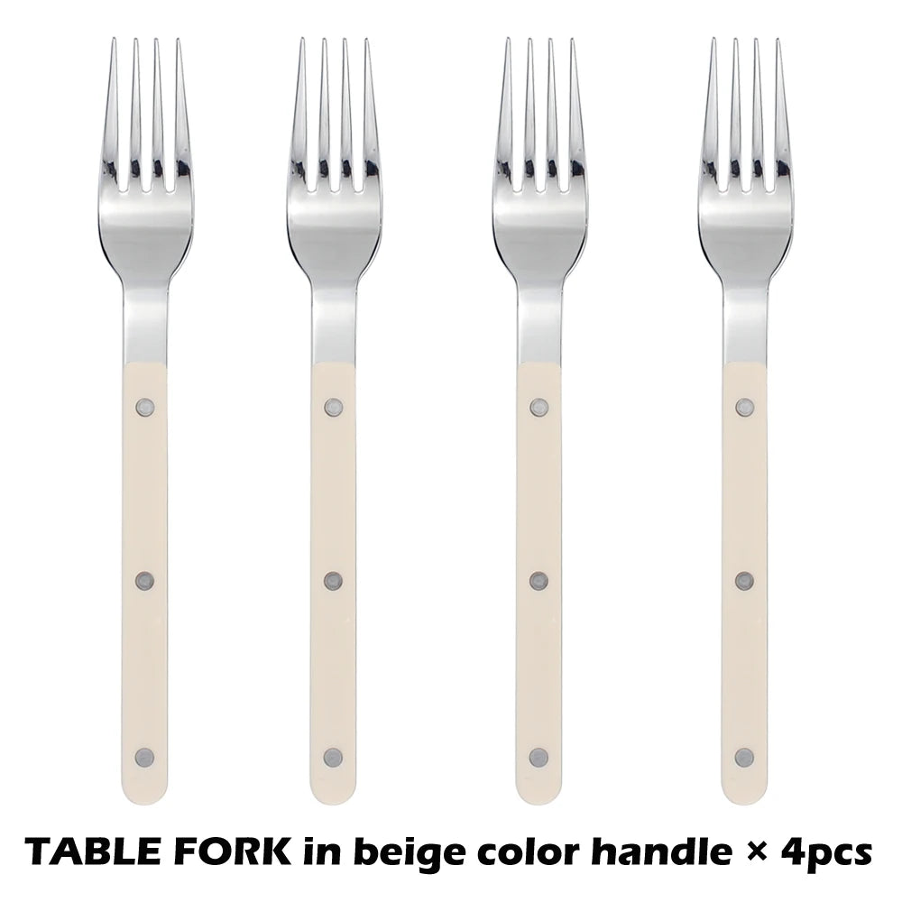 Fashionable Design Top Mirror Polishing Cutlery Sets of Stainless Steel 18/8(304) ABS Handle With Rivets Silverware Set For Kitchen and everday  serving