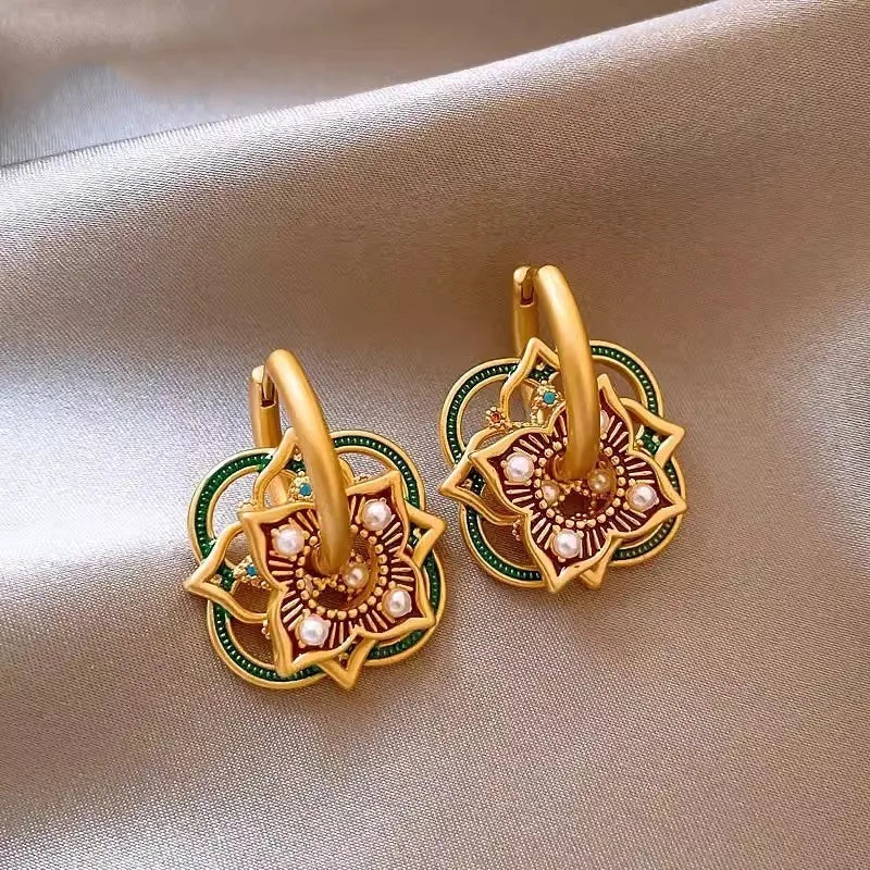 Modern Boho Jewelry Elegant Color Flower Drop Earrings For Women.  MOTHERS DAY Gift  and everday wearable