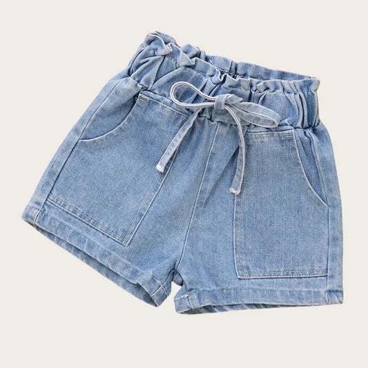 Summer( 3-9 Y) Kids, Girls Short Jeans, Cotton Denim Shorts,  Stylish Wear with Elastic Waist and Trendy Designs Pants
