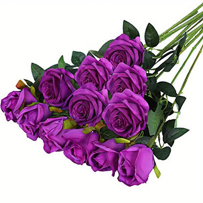 12pcs Realistic Artificial Rose Bouquet for Valentines Day, Weddings, Birthdays, and More  for Floral Arrangements