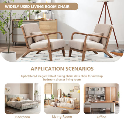 29*33*26 Inch Solid Color Solid Wood Living Room Chair. 105° Backrest with Non-Slip,  Casual Bedroom Chair With Pillow