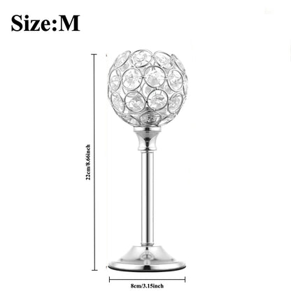 1Pcs Modern Crystal Tealight,  Metal Candle Holders,  Wedding Party, Church Deco,  Dinning Table Centerpieces Candlestick Decoration