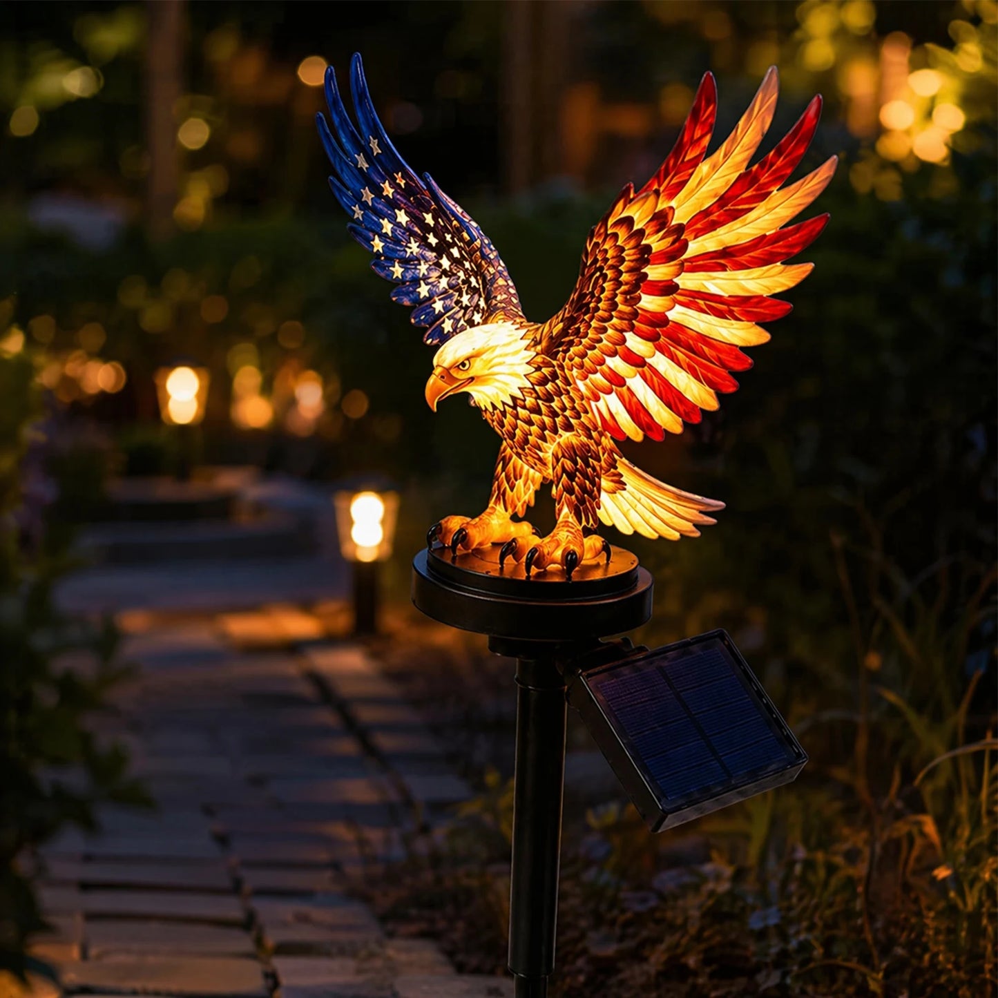 Eagle Solar Lights Waterproof Decorative Solar Powered Eagle Stake Lights for Lawn,Patio,  Yard.  Patriotic Decor.  Styles A and B are available.