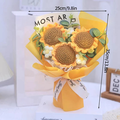 Crocheted Flower Bouquet,  Knitted Flowers, Artificial Flowers,  Graduation Bouquet Party Supplies MOTHERS DAY Gift Wedding Gifts