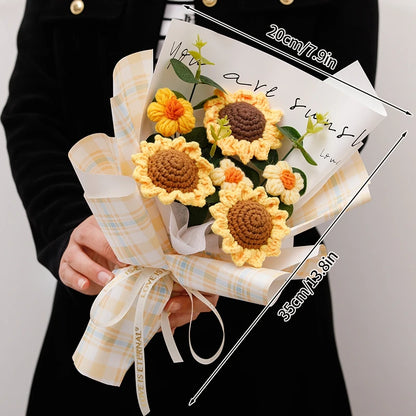 Crocheted Flower Bouquet,  Knitted Flowers, Artificial Flowers,  Graduation Bouquet Party Supplies MOTHERS DAY Gift Wedding Gifts