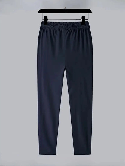 Soft Men's Casual Straight Pants,  Stretch Elastic Waist,  Jogger,  Classic Blue /Black/ Gray Trousers with Plus Sizes