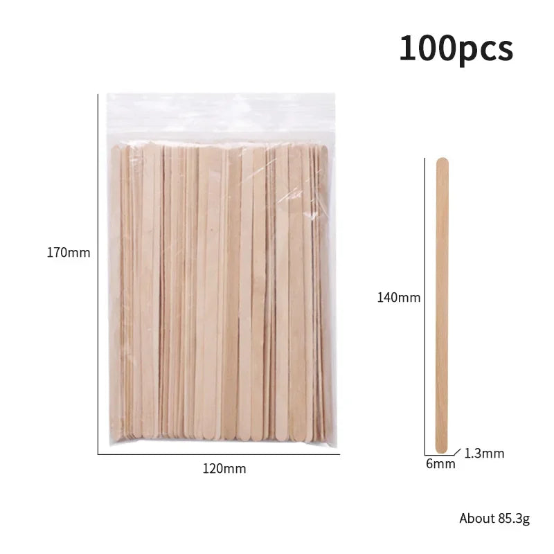 100 Pcs Spatulas Disposable Wood Stick Beauty Spatulas Log Hair Removal Wax Coating and Scraping Tool Beauty Wooden Sticks